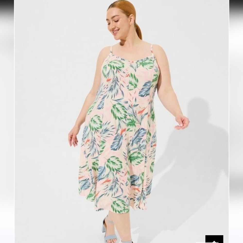 TORRID WOMEN'S MIDI CHALLIS SLEEVELESS DRESS. 2 / 2X 18-20